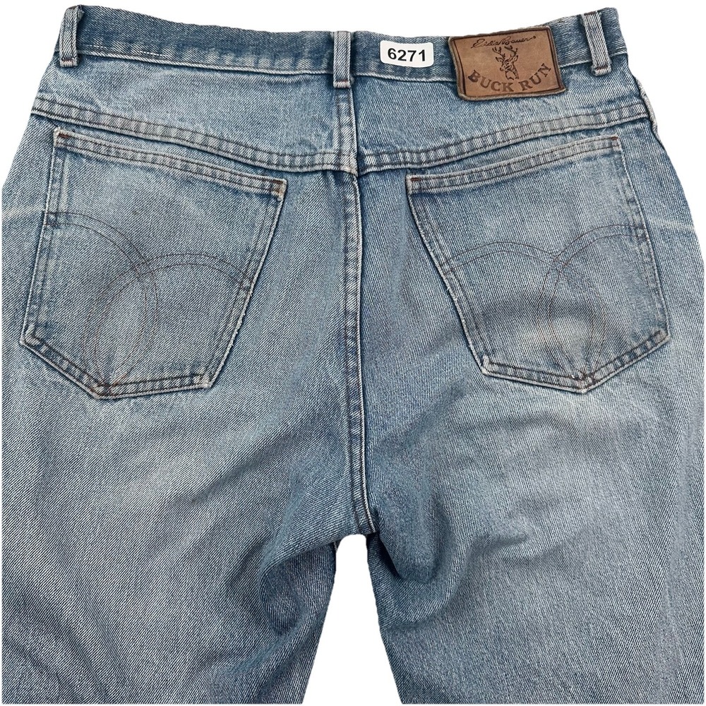 VTG Eddie Bauer Buck Run Loose Blue Denim Jeans 31x28 Faded Distressed Made USA